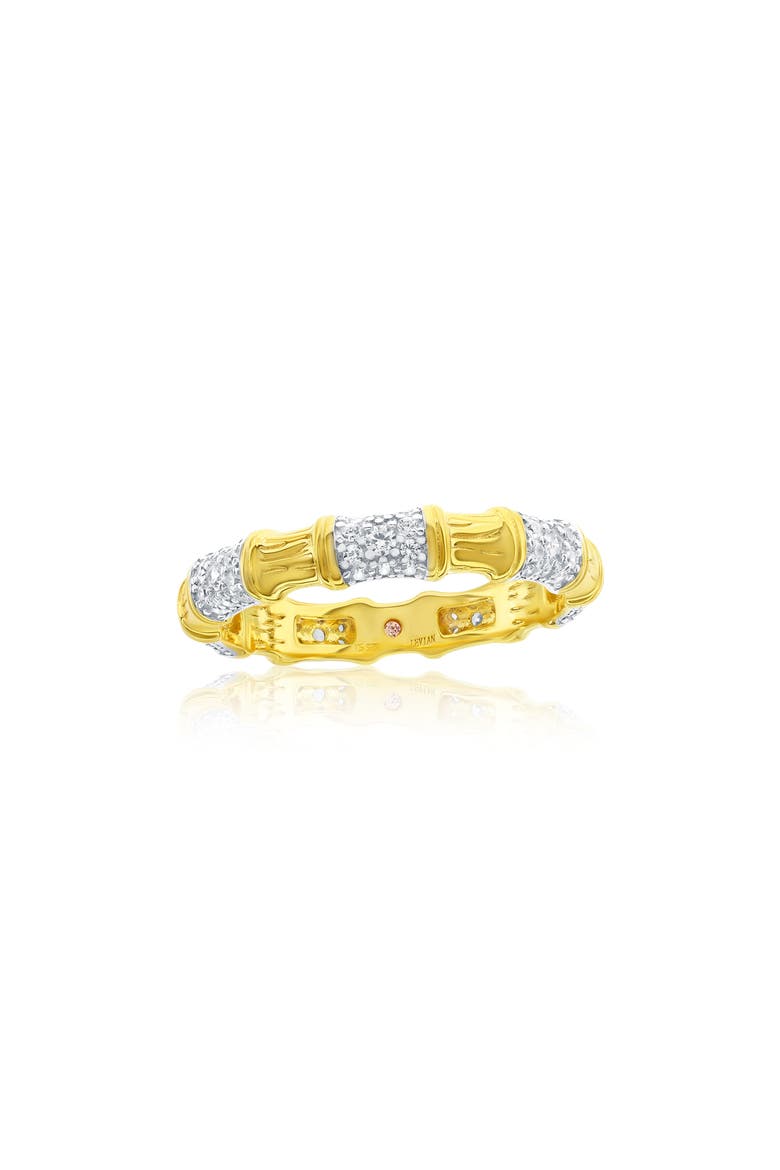 Pavé Cubic Zirconia Bamboo Eternity Ring, Main, color, YELLOW