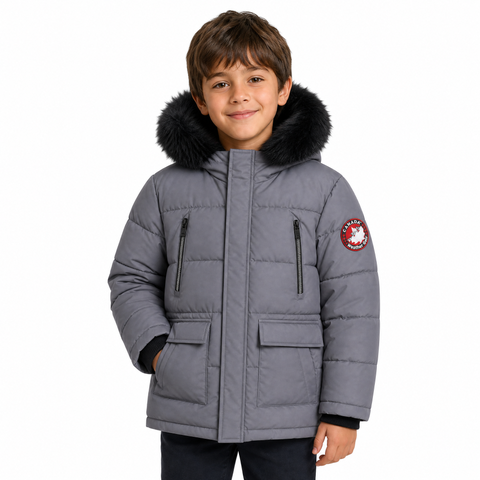 Boys' Faux Fur Hood Insulated Puffer Parka