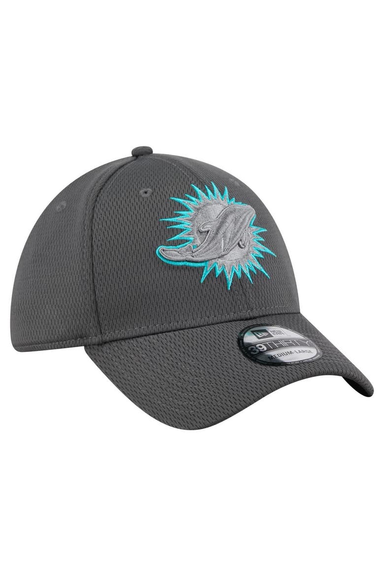 Men's New Era Graphite Miami Dolphins  Main 39THIRTY Flex Hat, Alternate, color, Graphite