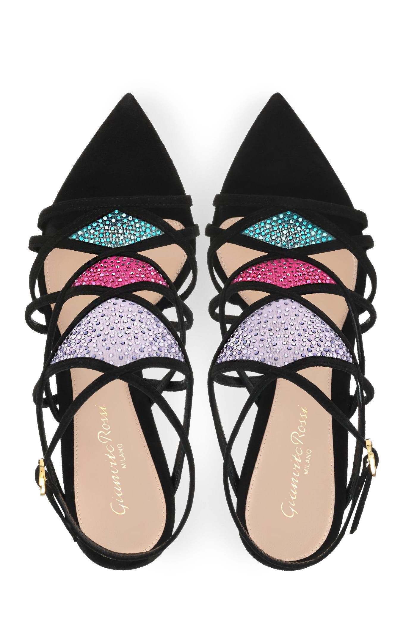 Gianvito Rossi Confetti Sandal, Alternate, color, Purple Suede And Fabric