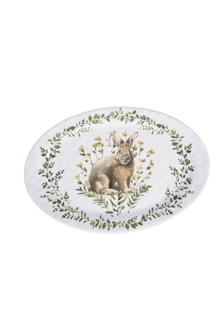 Little Garden Easter Bunny Dinnerware Serving Platter 20.5", Main, color, Green