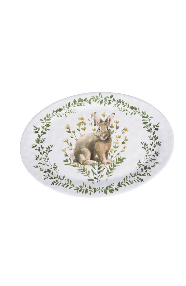 C&F Home Little Garden Easter Bunny Dinnerware Serving Platter 20.5", Main, color, Green