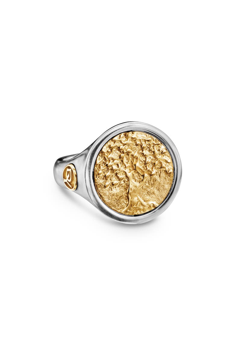 Life & Death Duality Signet Ring in Sterling Silver with 18K Yellow Gold, Main, color, STERLING SILVER W/ 18K GOLD