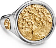 David Yurman Life & Death Duality Signet Ring in Sterling Silver with 18K Yellow Gold