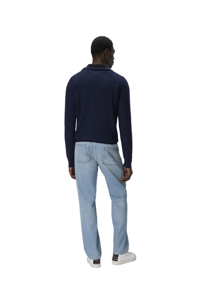 Missoni Tonal Cashmere V-neck And Zigzag Pullover, Alternate, color, Navy