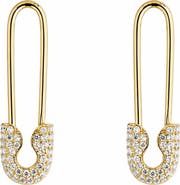 Spero London Pave Safety Pin Earring Jewelled Sterling Silver
