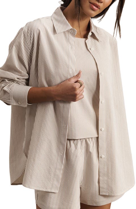 Saltair Oversize Seersucker Button-Up Shirt