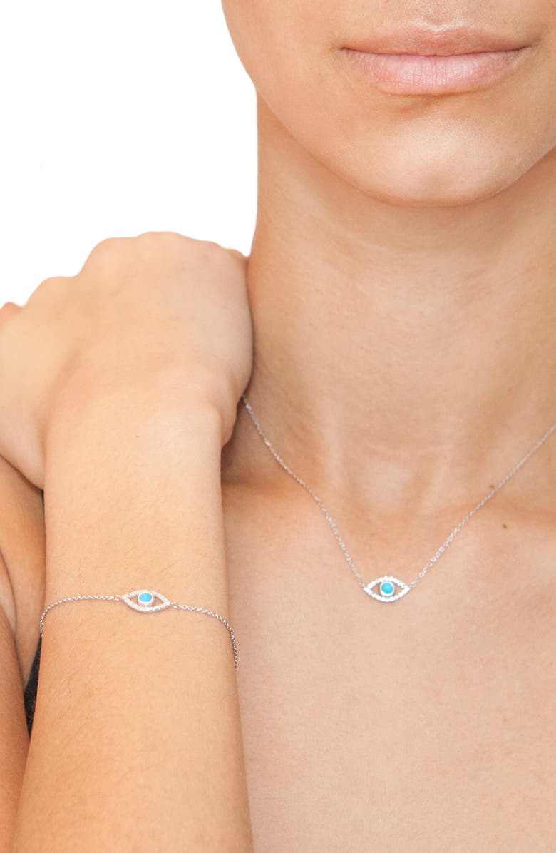 Anzie Evil Eye Turquoise Bracelet, Alternate, color, Silver/ Blue