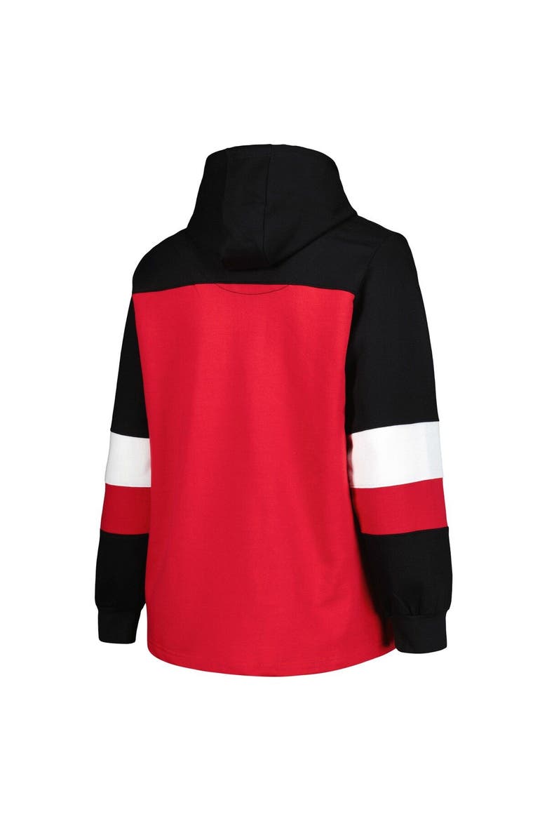Women's Crimson Oklahoma Sooners Plus Size Color-Block Pullover Hoodie, Alternate, color, Crimson
