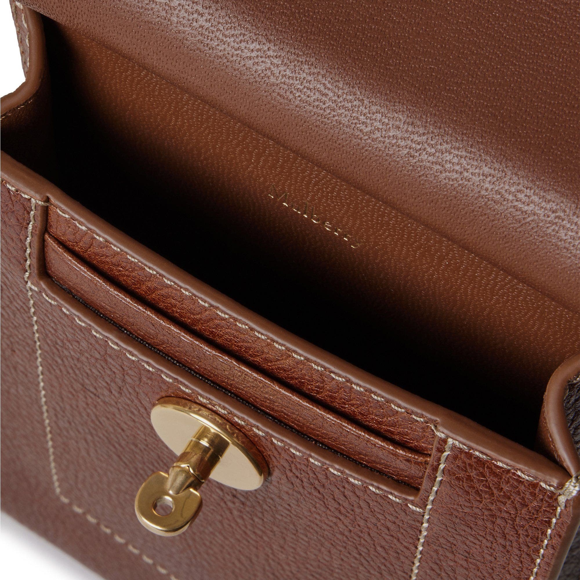 Mulberry Mini Antony Leather Pouch, Alternate, color, Oak