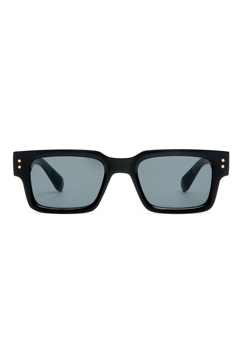 Aeron 49mm Rectangular Sunglasses, Main, color, BLACK / SMOKE MONO