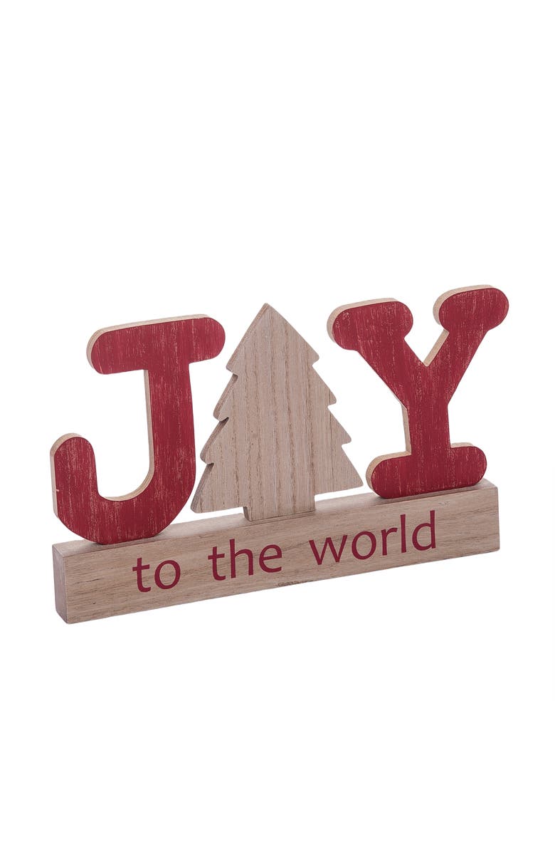 Transpac Multicolor Rustic Joy To The World Christmas Decor Figurine, Alternate, color, Red
