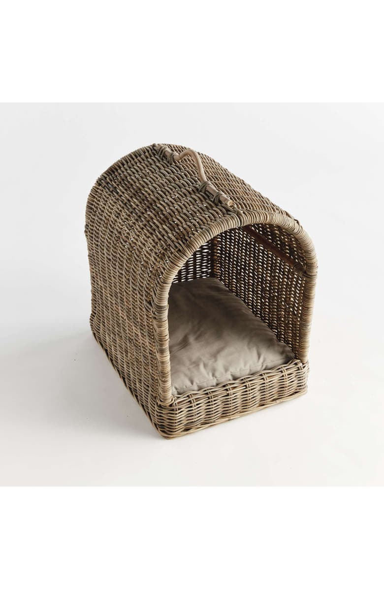 Napa Home & Garden Normandy Canopy Enclosed Handwoven Small Raised Pet Bed 23.5" x 29", Alternate, color, Brown