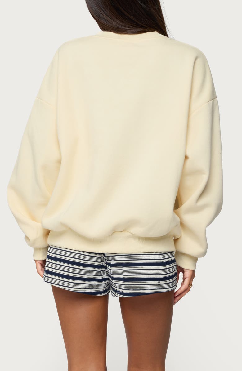 EDIKTED French Riviera Oversized Graphic Sweatshirt, Alternate, color, Yellow