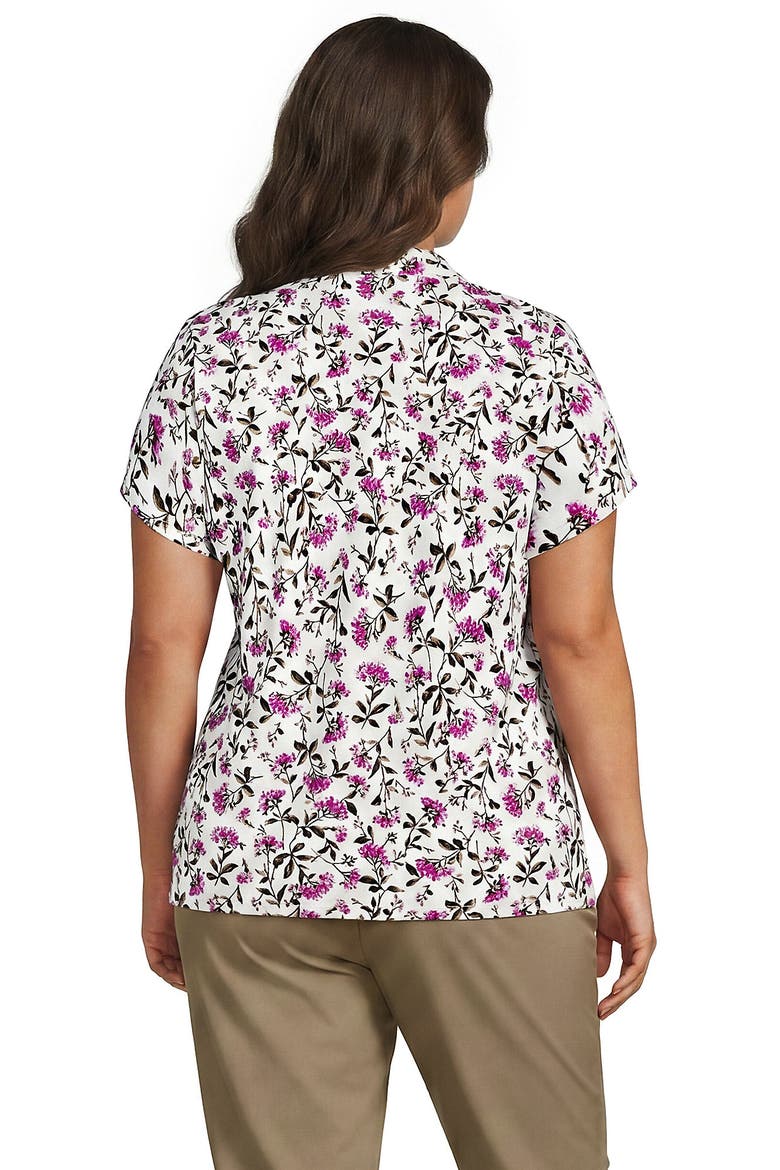 Plus Size Lightweight Jersey Button Pintuck Top, Alternate, color, Ivory/Pink Hydrangea
