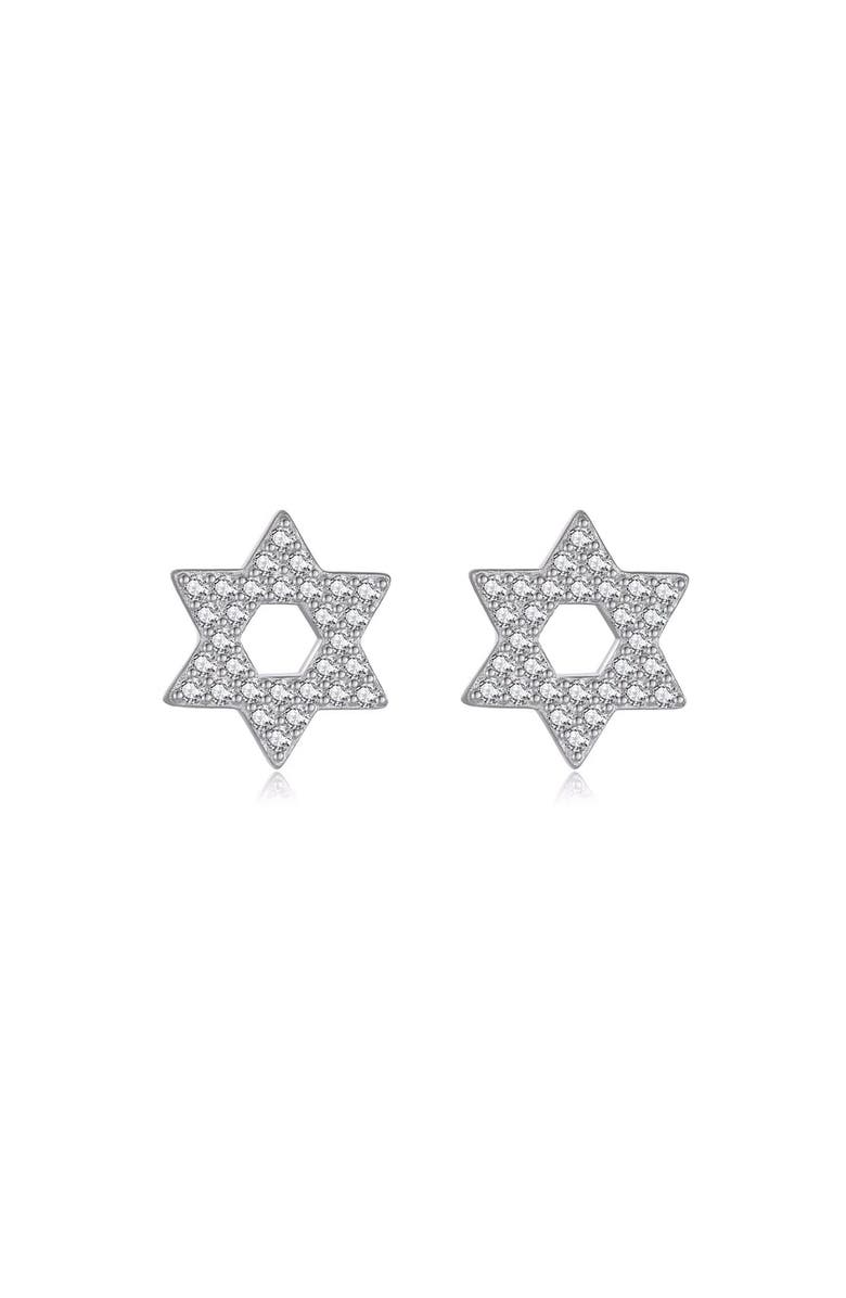 Outofoffice Pave Star Of David Silver Stud Earrings, Main, color,