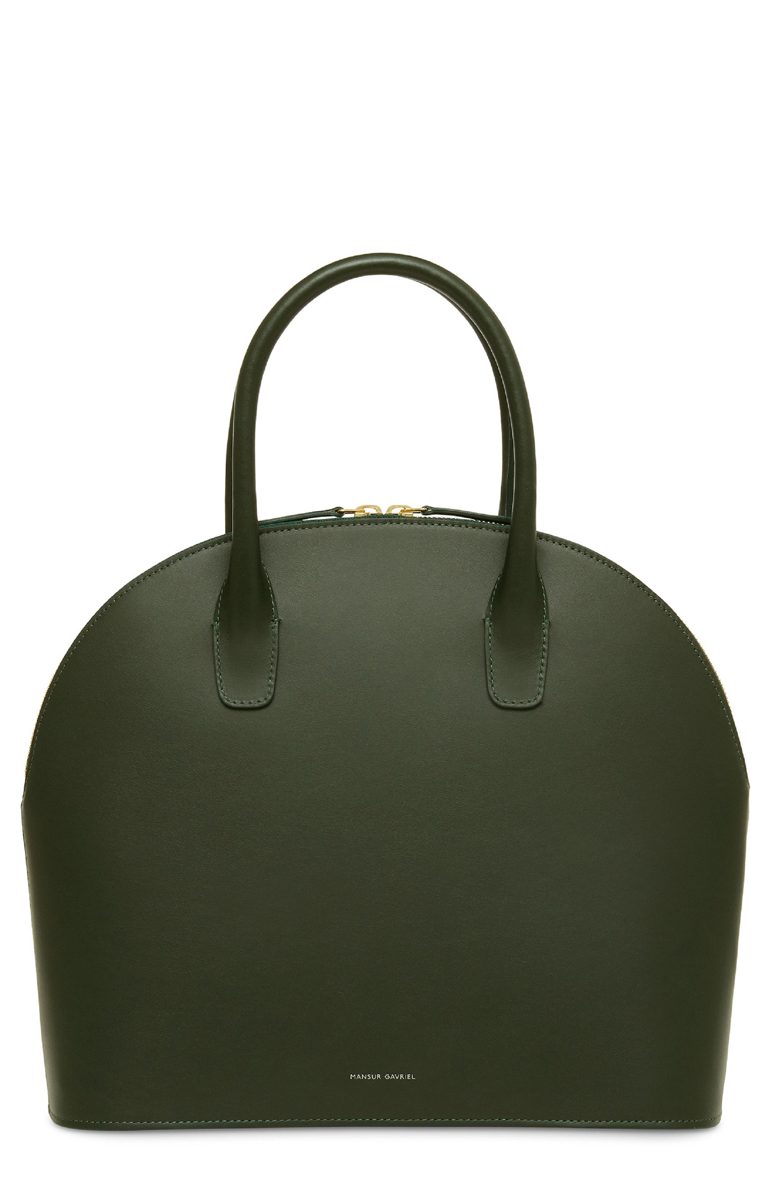 Top Handle Rounded Leather Bag, Main, color, MOSS