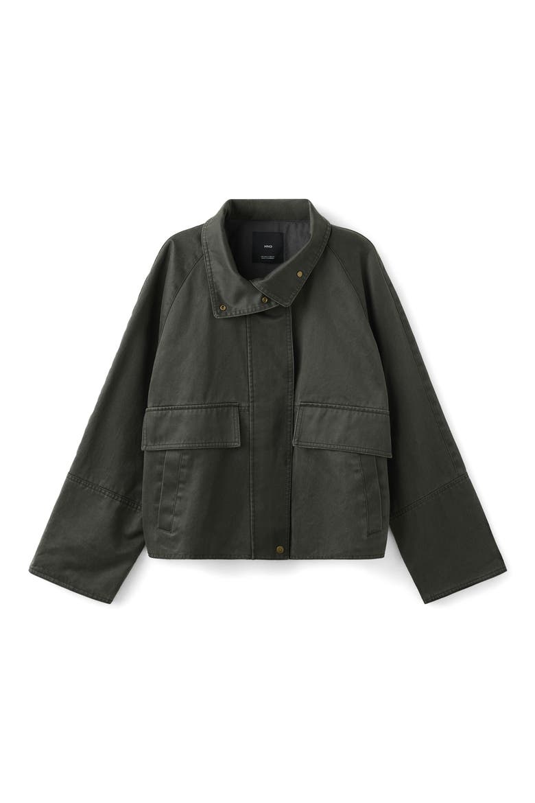 Funnel Neck Cotton Blend Jacket, Alternate, color, KHAKI GREEN