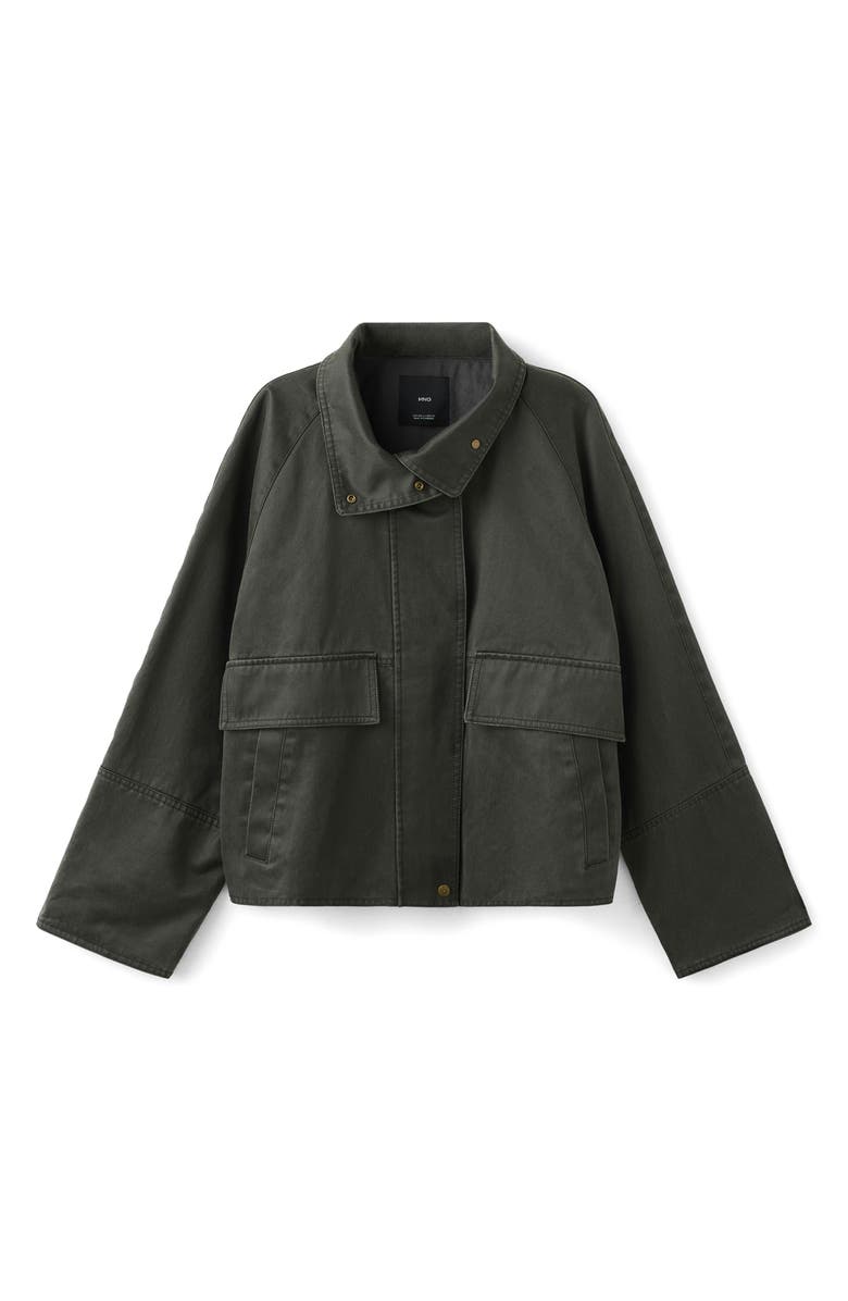 MANGO Funnel Neck Cotton Blend Jacket, Alternate, color, 