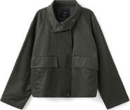 MANGO Funnel Neck Cotton Blend Jacket