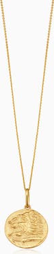 Oradina 14K Yellow Gold Greek Lion Medallion Necklace