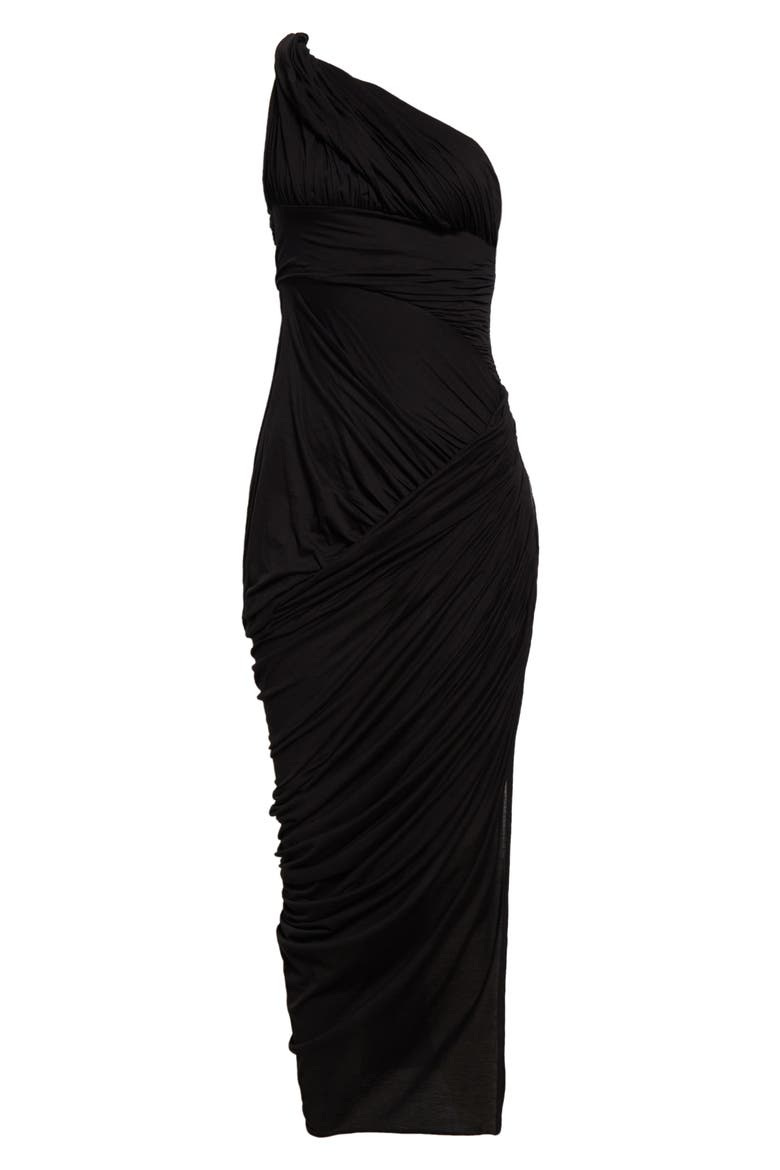Lido Draped One-Shoulder Cotton Jersey Gown, Alternate, color, 09 BLACK