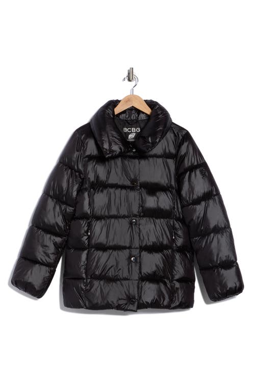 Bcbgeneration Water Resistant Snap Front Puffer Jacket In Black
