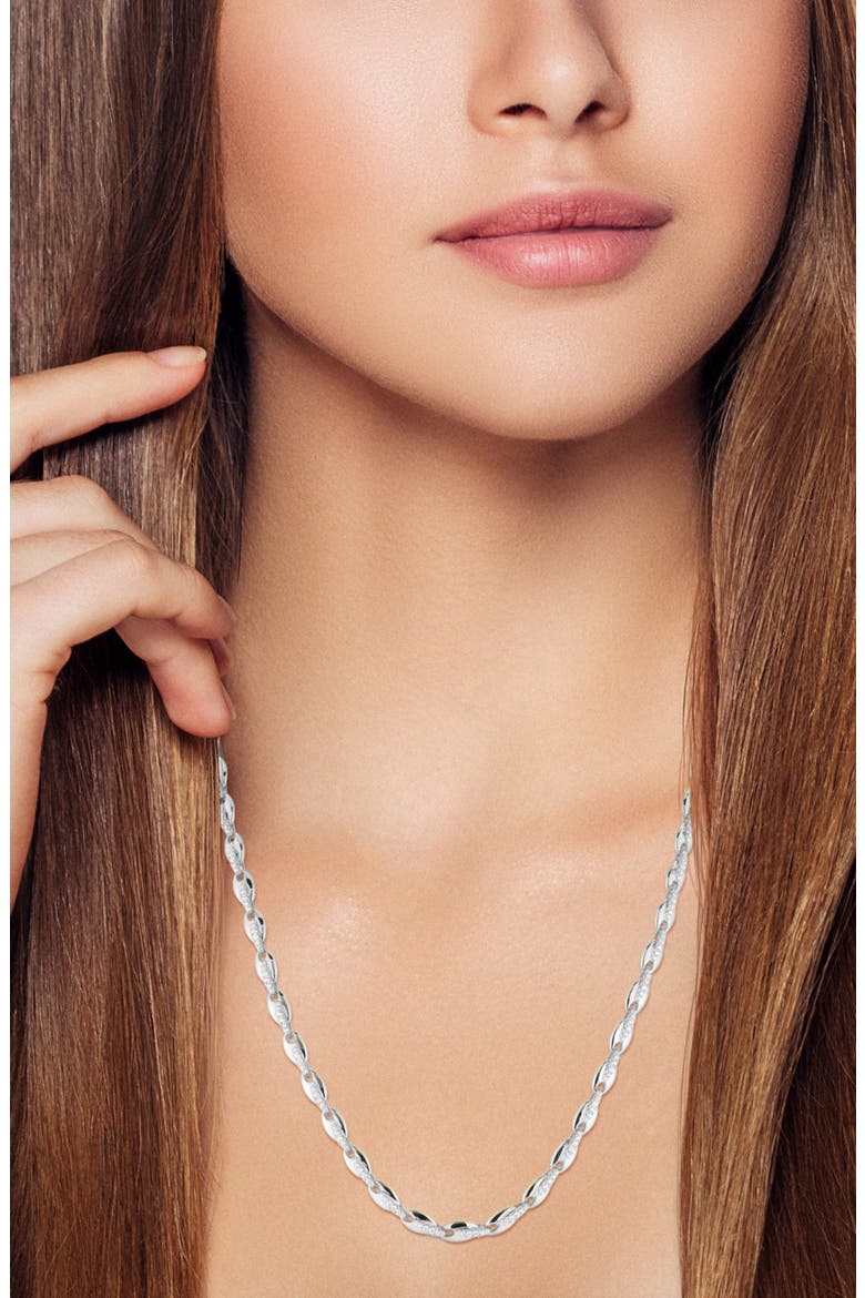 Cubic Zirconia Link Collar Necklace, Alternate, color, SILVER