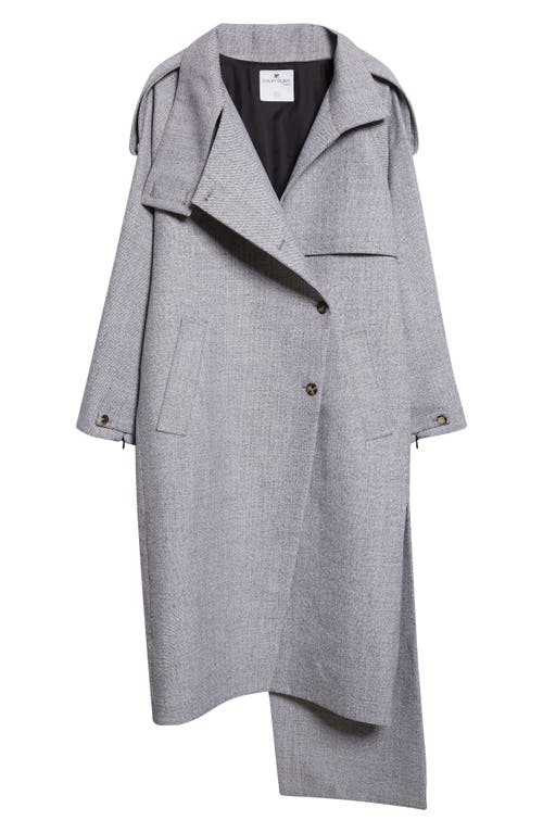 Courrèges Oblique Caviar Asymmetric Wool Trench Coat In Gray