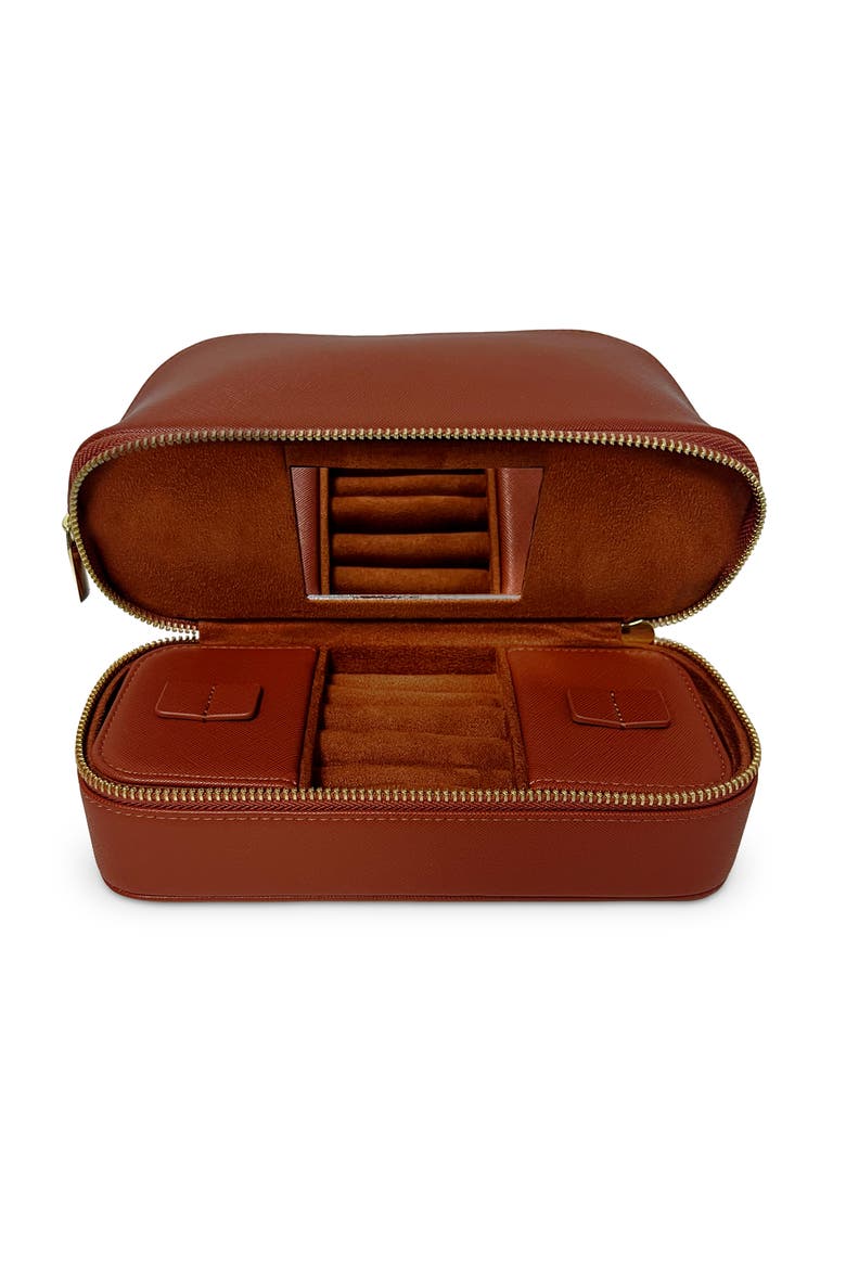 Jetsetter - The Curved Cosmetic Bag with Jewelry Organizer in Brown, Alternate, color, Brown