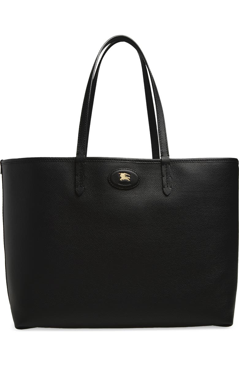 Burberry Medium Bloomsbury Leather & Canvas Reversible Tote, Main, color, Black/ Black Calico