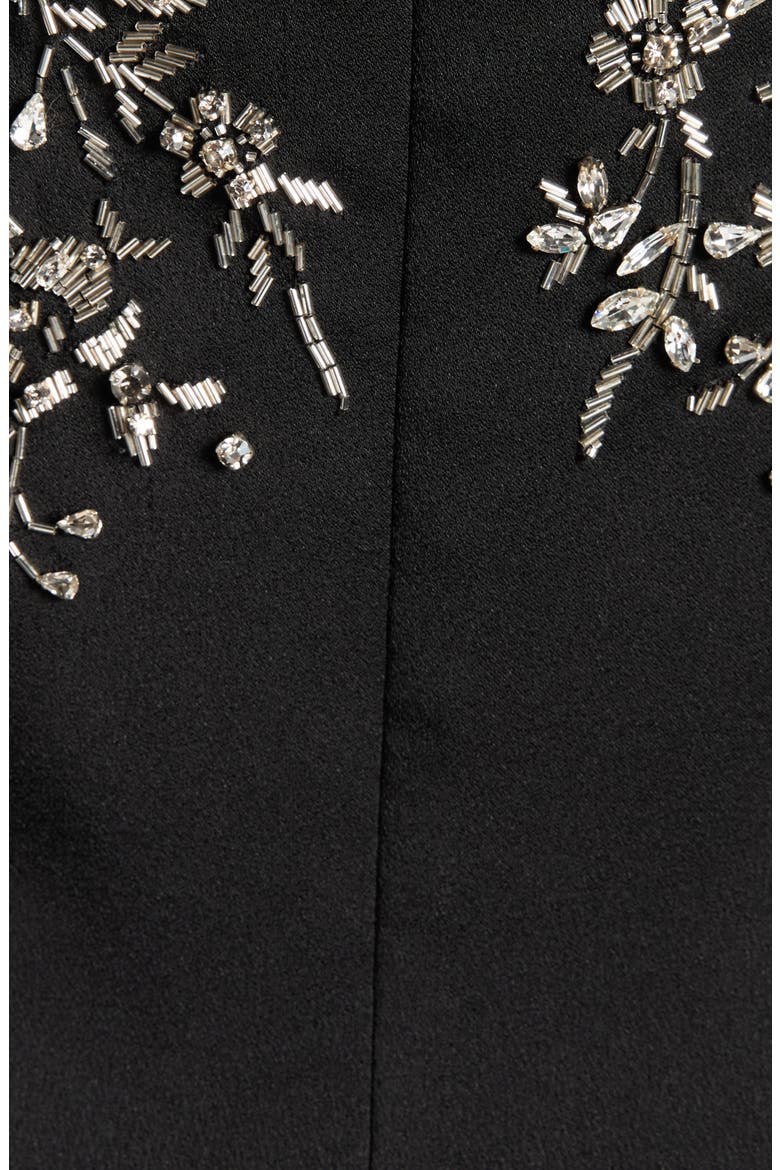 Embellished Draped Crepe Gown, Alternate, color, BLACK