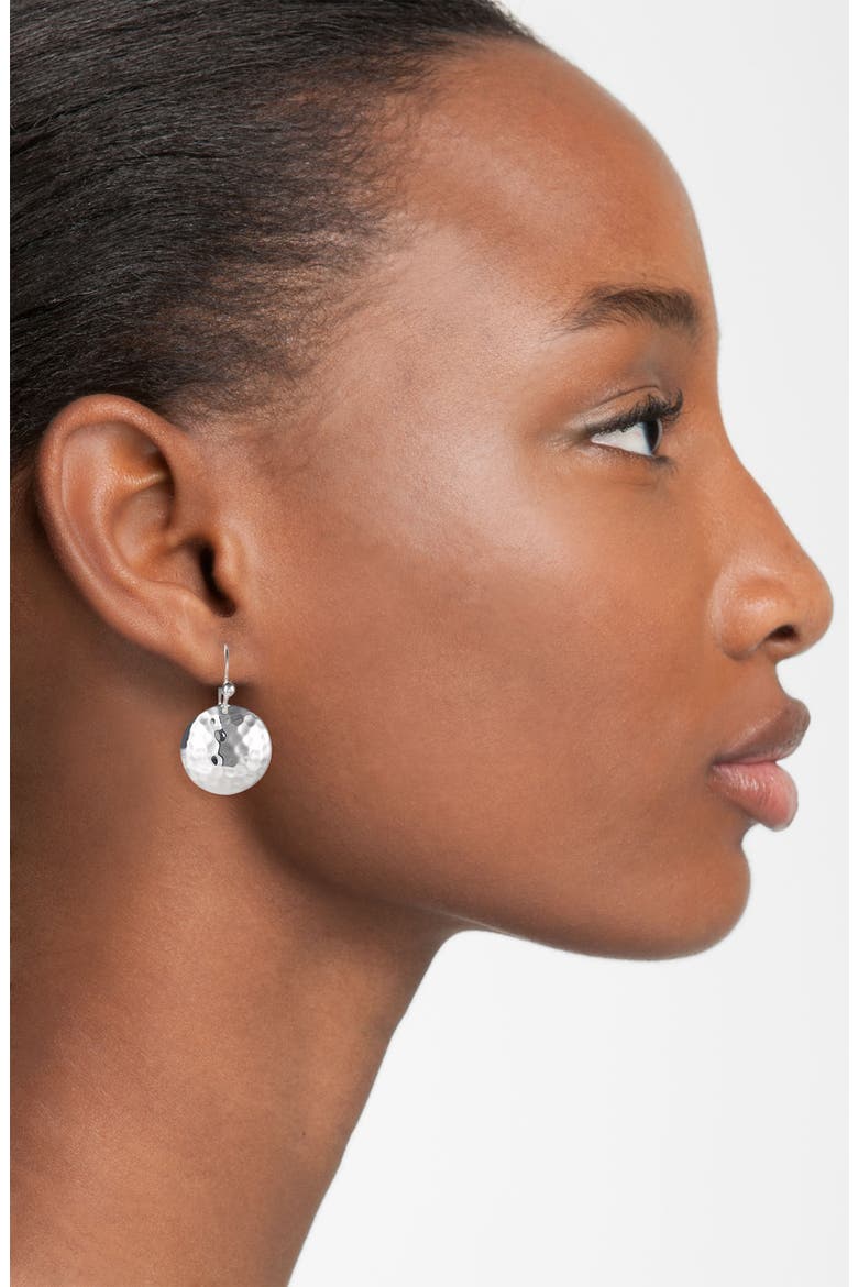 Diamond & Hammered Dome Earrings, Alternate, color, STERLING SILVER