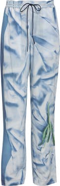 Victoria Beckham Pleat Detail & Flowers Trompe l'Oeil Silk Satin Pants
