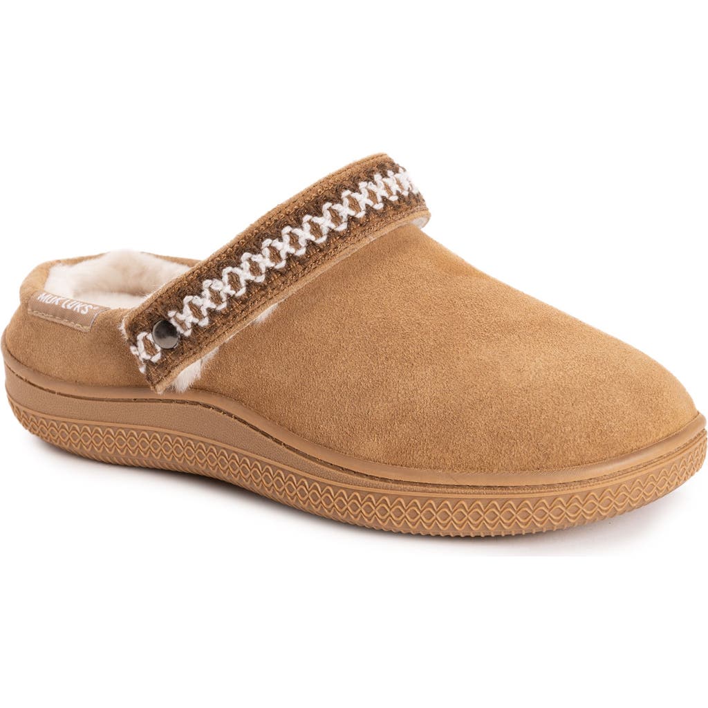 Muk Luks Quianna Luna Genuine Suede Clog Slipper In Brown