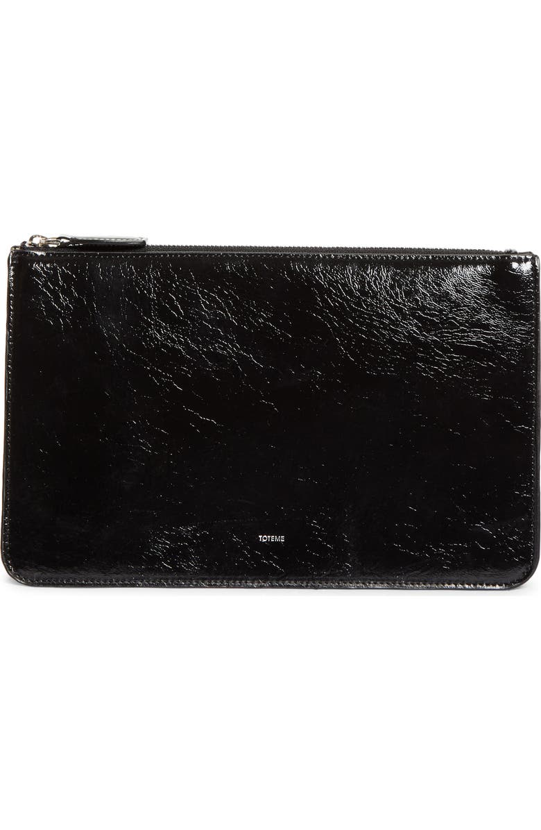 TOTEME Threefold Naplak Leather Clutch, Main, color, Black