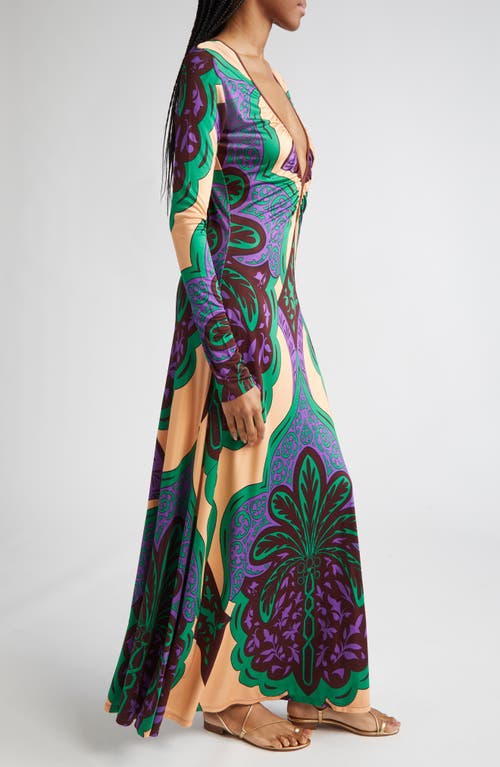 Johanna Ortiz Glazed Illusion Reversible Long Sleeve Jersey Maxi Dress In Multi