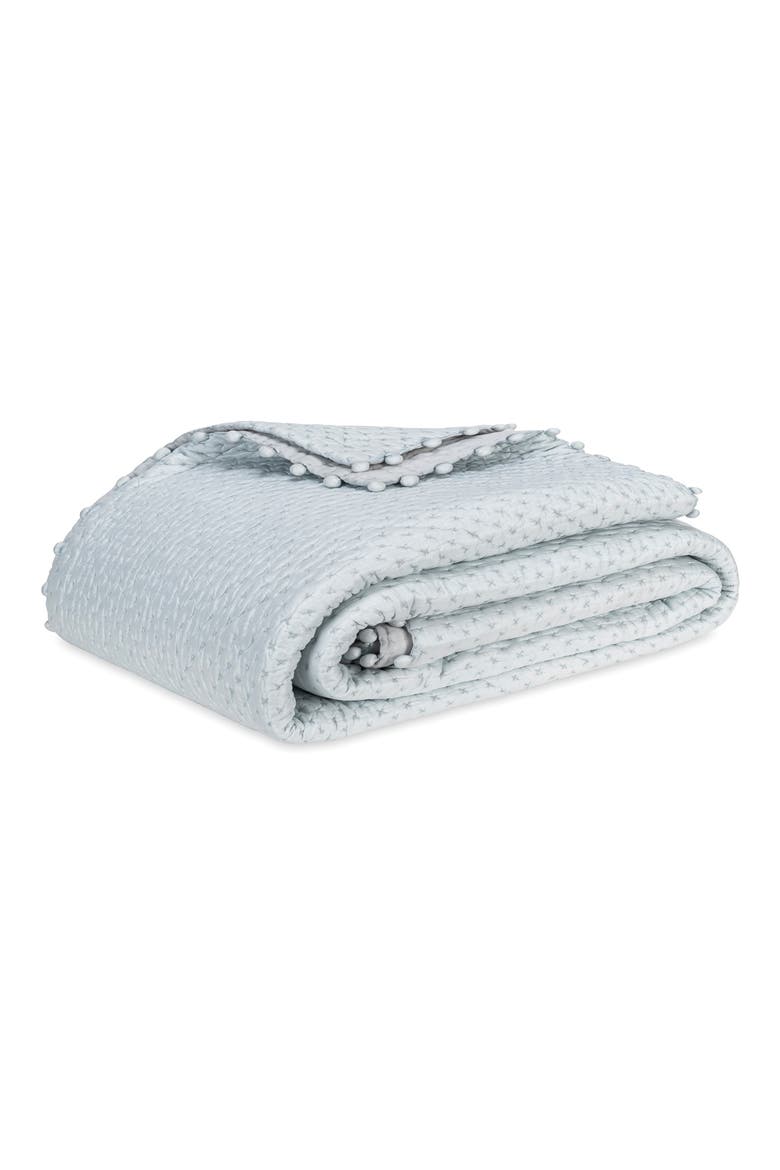 Margaret Pompom Quilted Silk Comforter, Main, color, CLOUD