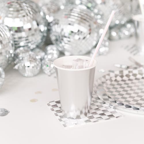 Jollity & Co Checkered Cocktail Napkins In White