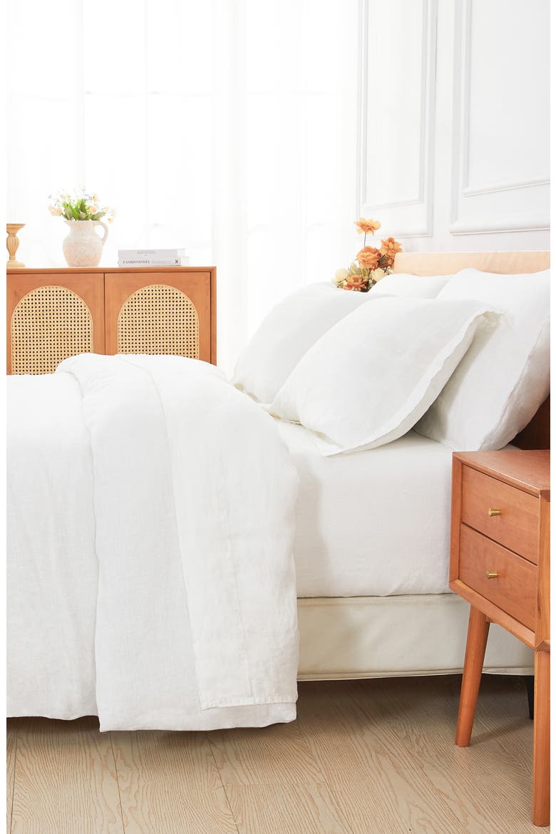 Linen Duvet Set, Alternate, color, WHITE