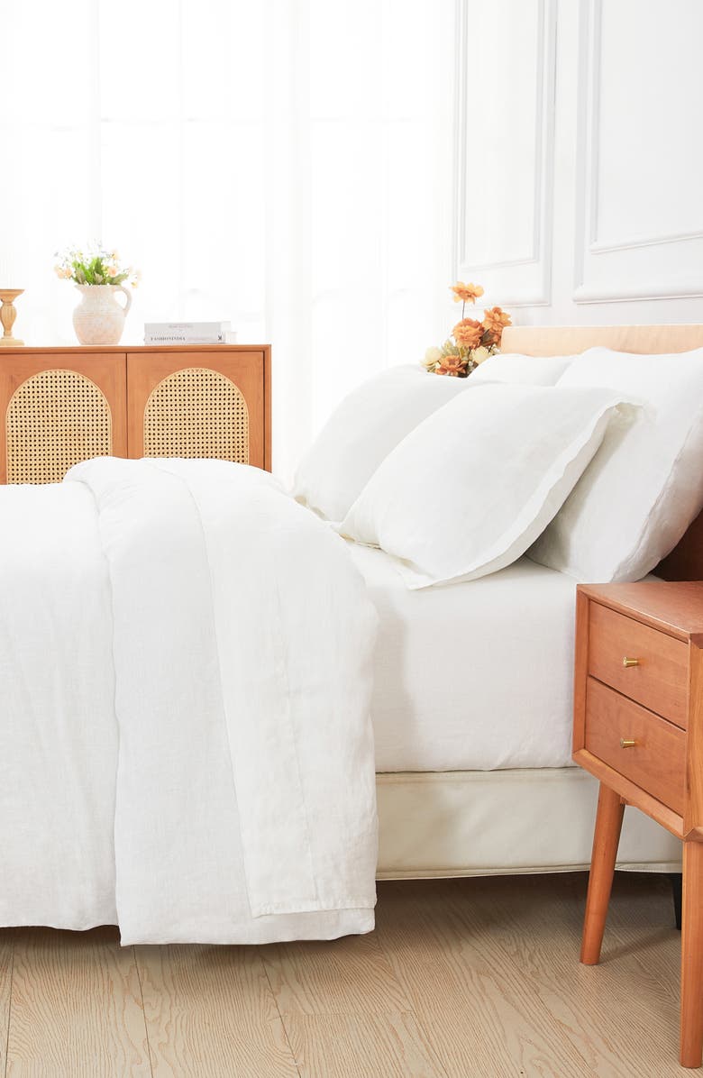 MELANGE HOME Linen Duvet Set, Alternate, color, White