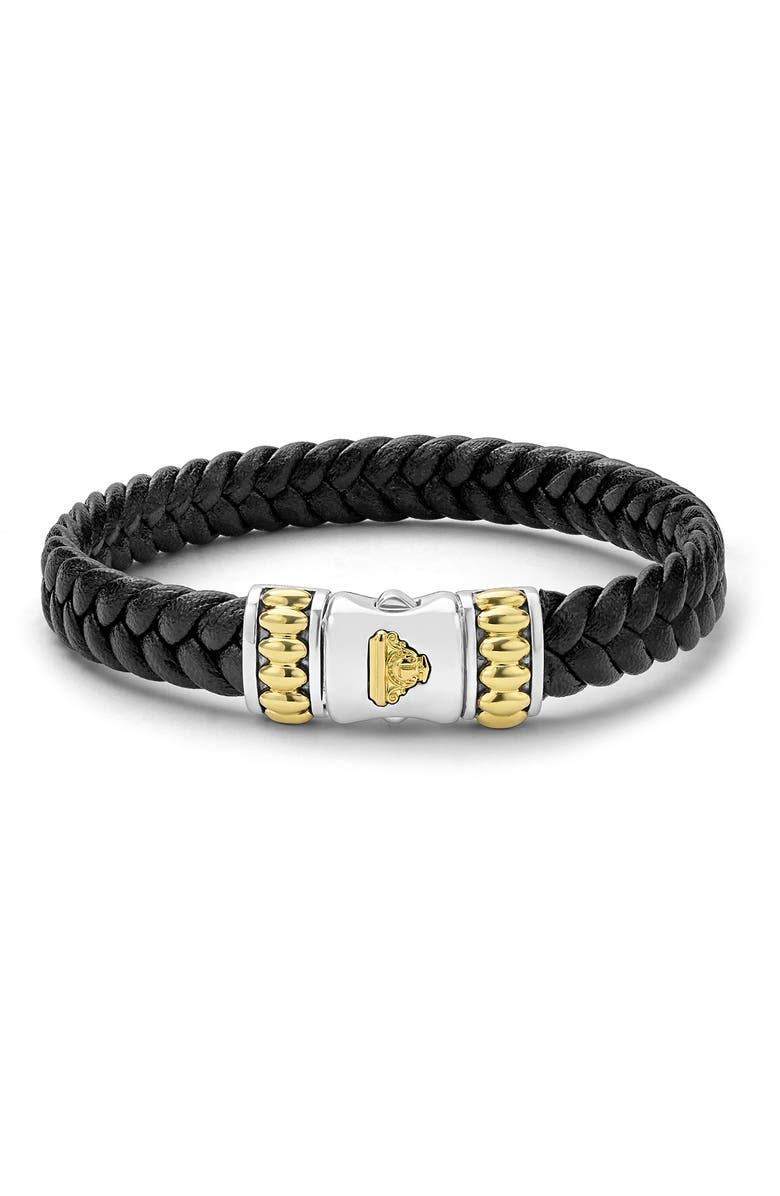 LAGOS Anthem Woven Leather Bracelet, Alternate, color, Silver