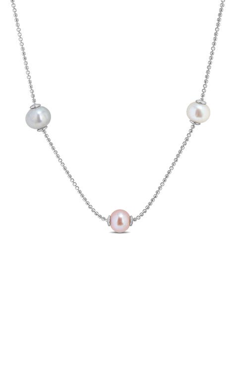 Cultured Pearl Station Necklace