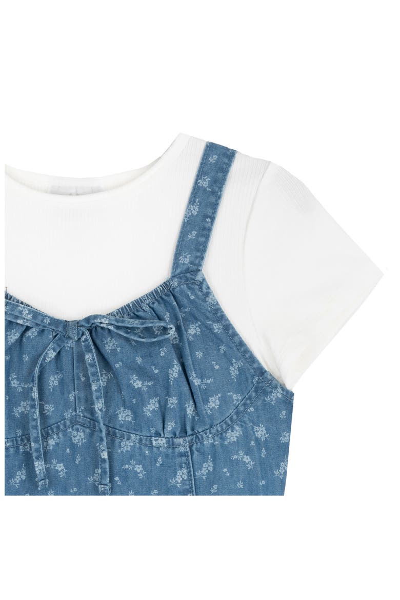Kids' Printed Denim Dress & T-Shirt Set, Alternate, color, BLUE