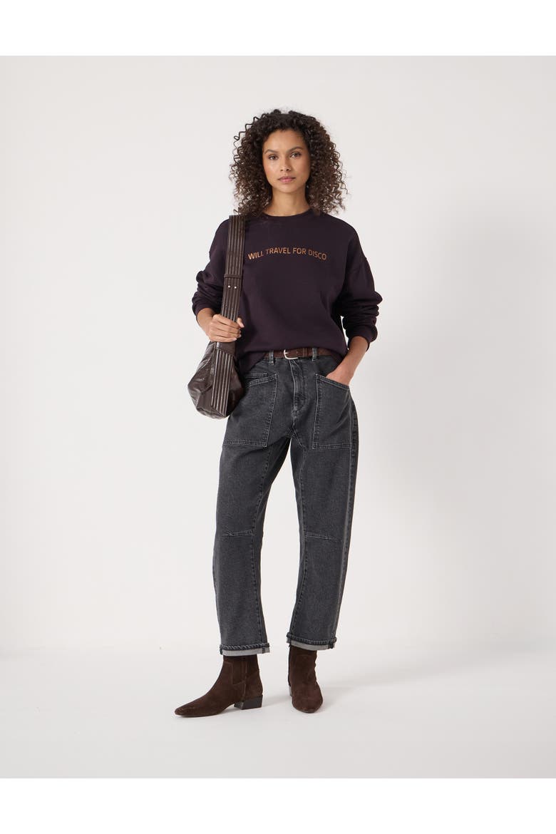 Disco Embroidery Sweatshirt, Alternate, color, Plum Purple