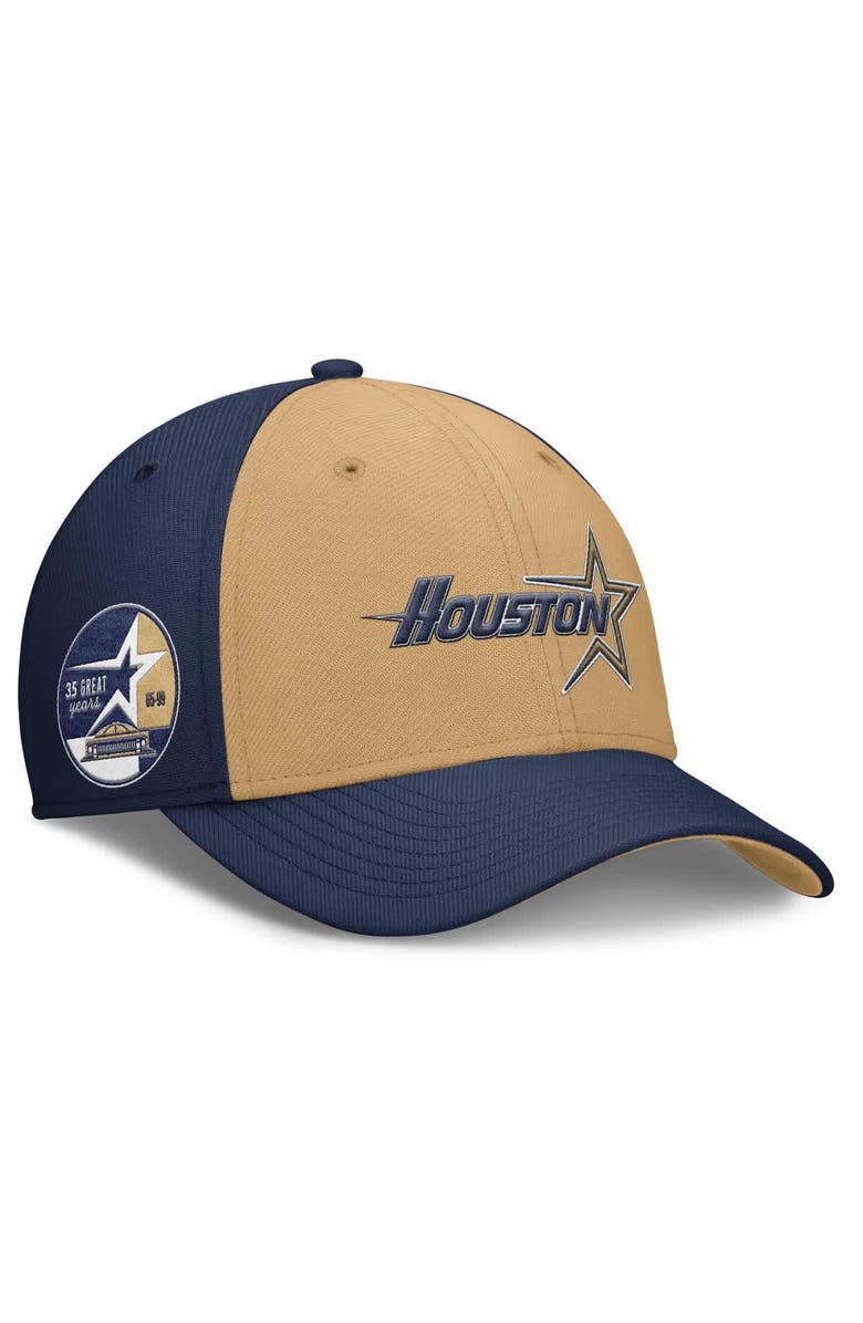 Nike Men's Nike Navy/Gold Houston Astros Rise Swoosh Performance Flex Hat, Alternate, color,