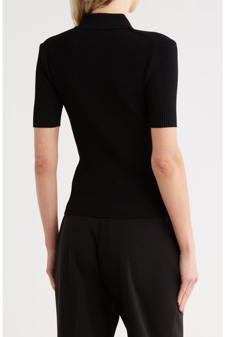 Ribbed Polo Sweater, Alternate, color, BLACK