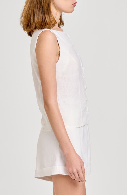 Wayf Vera Sleeveless Linen Blend Button-up Top In Ivory