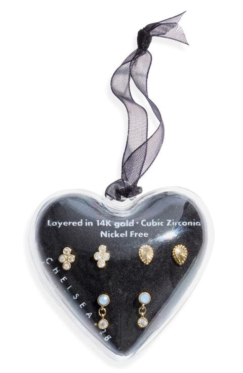 Heart Ornament Set of Three Pairs Stud Earrings