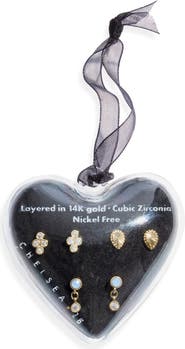 Chelsea28 Heart Ornament Set of Three Pairs Stud Earrings